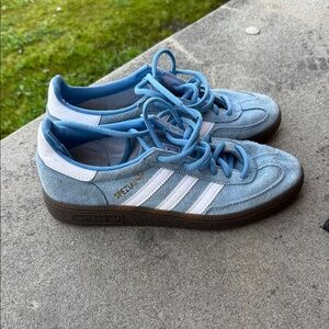 Adidas Light Blue Suede Sneakers with White Stripes